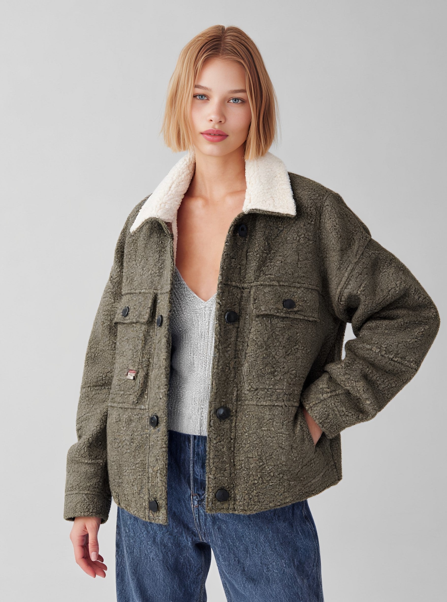 Casual Collared Winter Jacket Women's Topwear Fashion Style Flip Collar Outerwear for Cold Weather Seasons