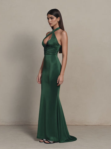 Autumn Floor-Length Casual Sleeveless Hanging Collar Tight-Fit Dress Fish-Tail Skirt Style Women's Fashion Dress