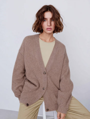 Loose Long Sleeve V-Neck Cardigan Casual Style Regular Length Women's Open-Shirt Fashion Autumn Wear