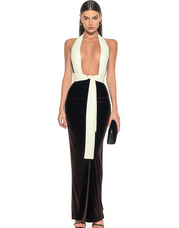 Autumn Winter Tight Fit Party Dress Long Skirt Hanging Neckline Strap Style Women's Fashion Clothing