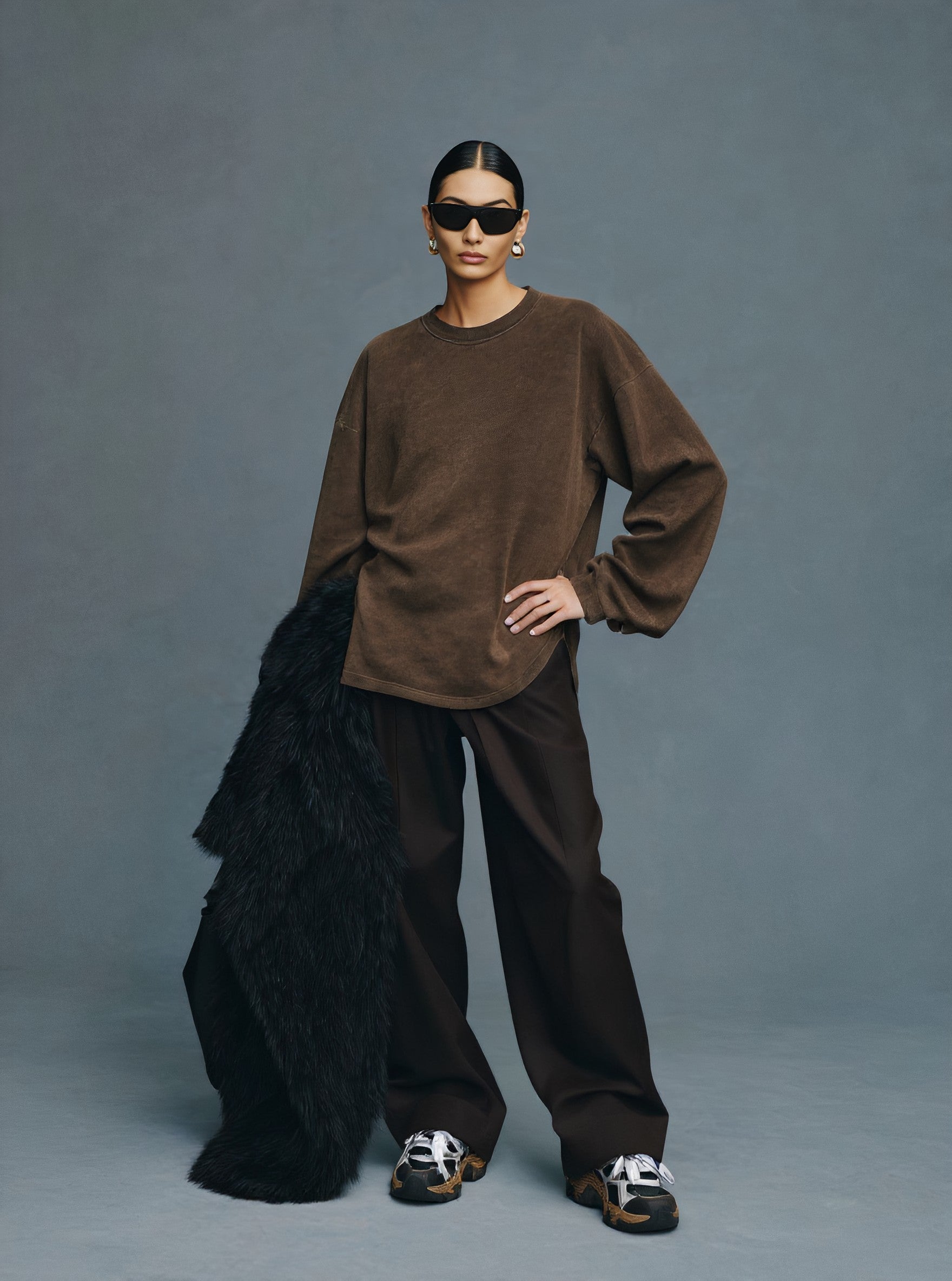 Loose Fit Straight Sleeve Hoodie Winter Clothes Casual Style Women's Top Fashionable Streetwear