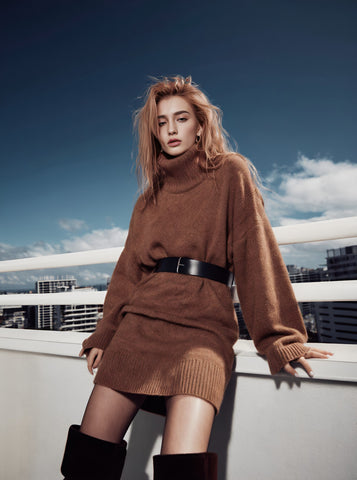 Autumn Sweater Casual Fit Long Sleeve High Collar Straight Sleeve Regular Length Top Women's Fashion Comfortable Knitwear