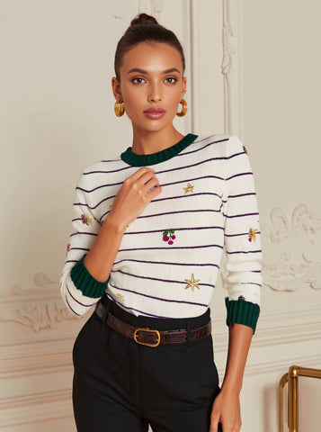 Autumn Sweater Casual Fit Long Sleeve Round Neck Straight Sleeve Regular Length Women's Top Comfortable Breathable Knitwear