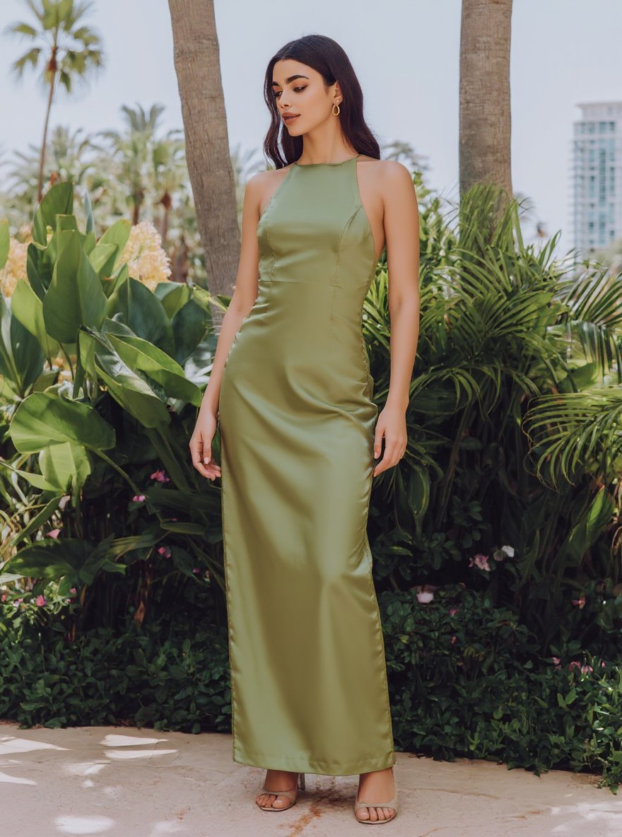 Women's Dresses Summer Daily Fashion 2025 Plain Sleeveless Round Neck Wrap Maxi Sexy Club Dresses