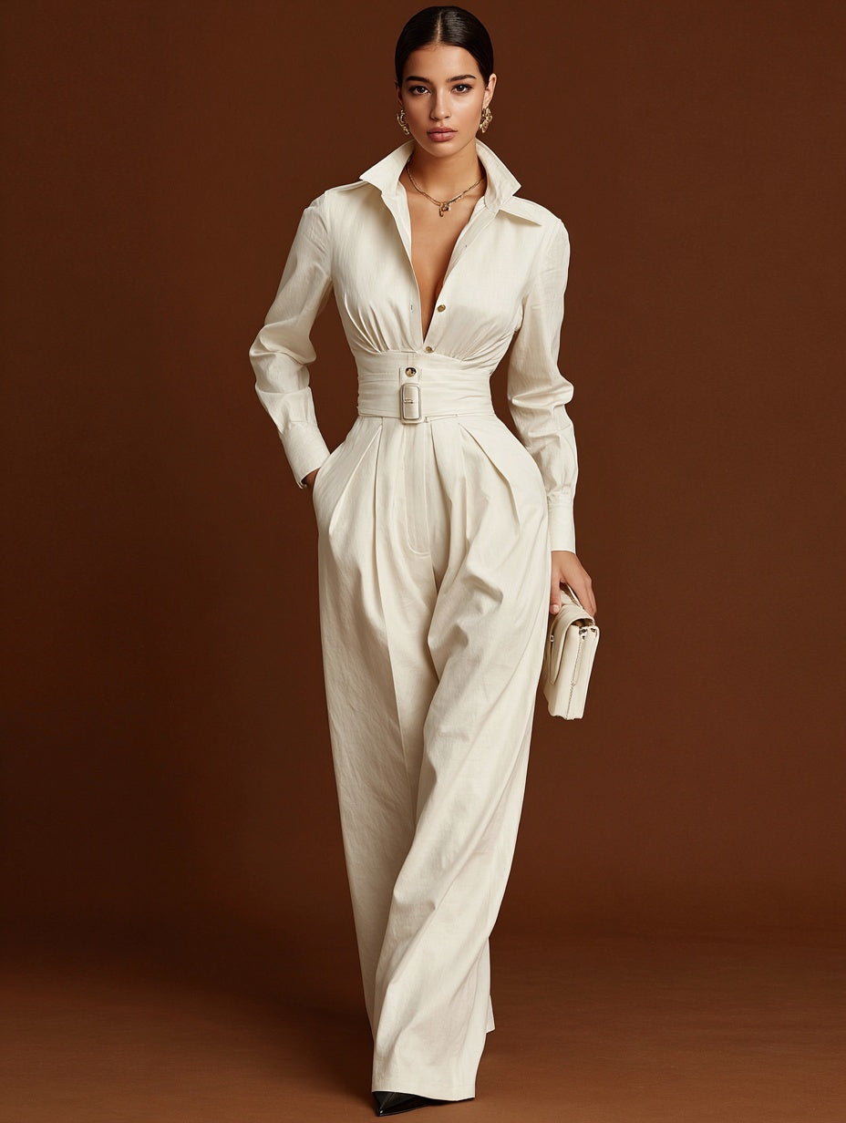 Autumn Pants 2025 Women's Fashion Plain Rufled Waist Pockets Full Length Straight Daily Basic Pants