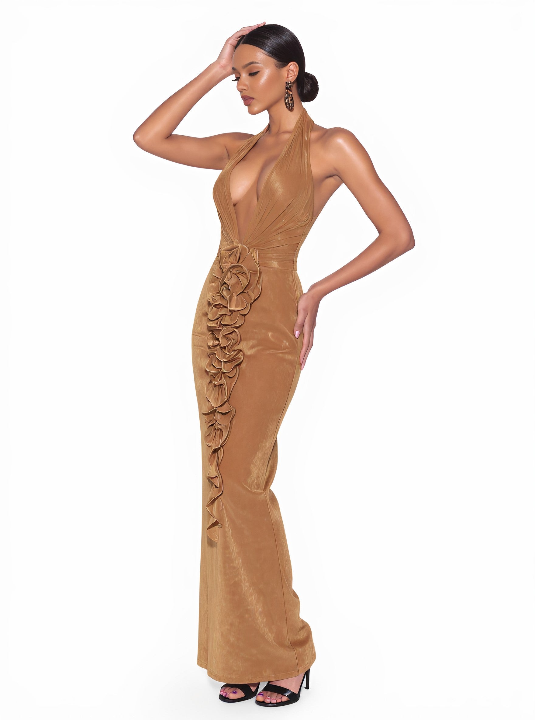 Autumn Winter Dress Straight Sleeve V Neck Beach Style Long Skirt Type Women's Clothing Fashionable Casual Gown