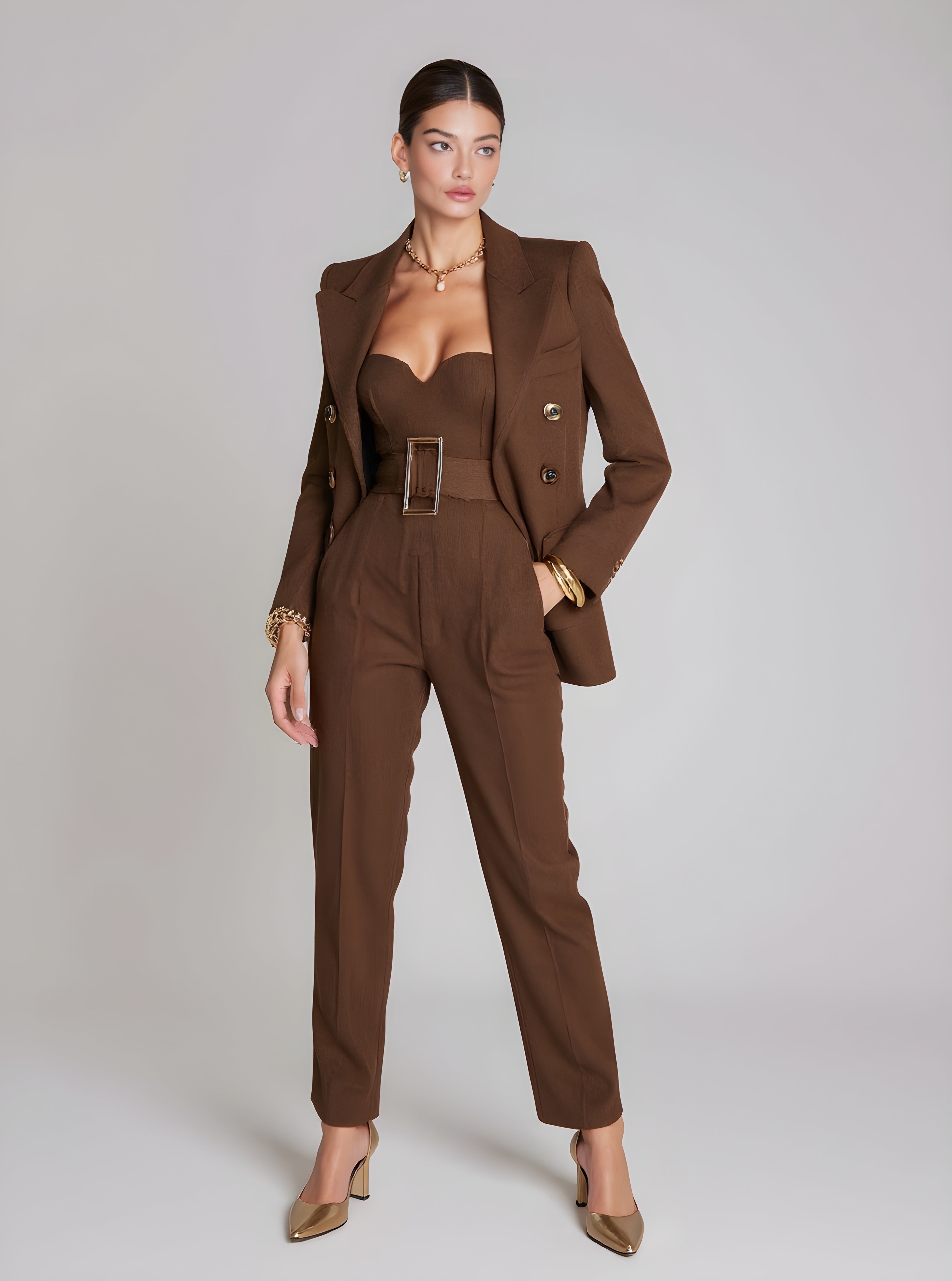 Autumn Blazers 2025 Women's Decent Minimalism Plain Long Sleeve Shawl Collar Button Office Lady Blazers