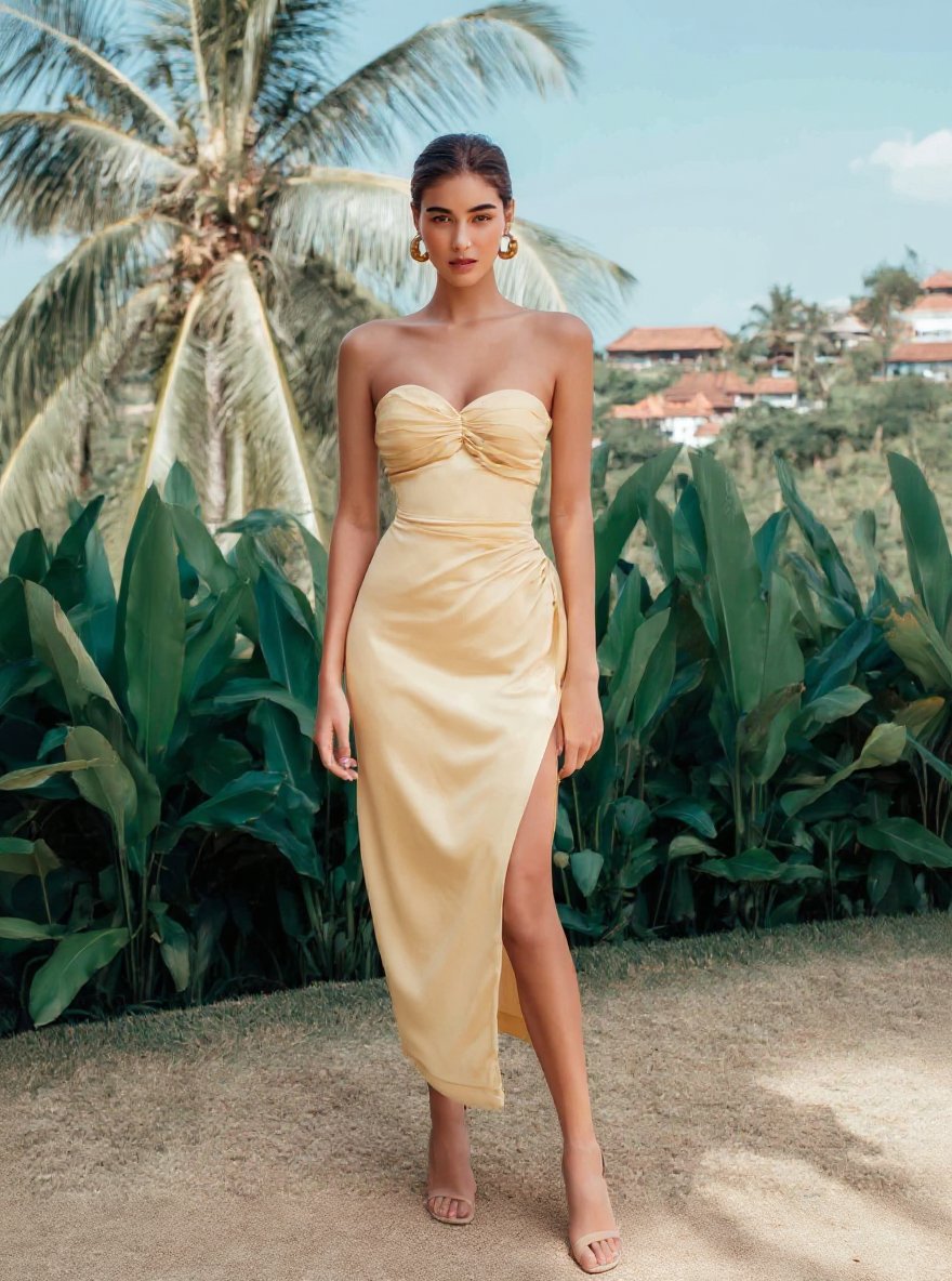 Women's Dresses Summer Daily Fashion 2025 Plain Sleeveless Sweetheart Neck Midi Bodycon Beach Dresses