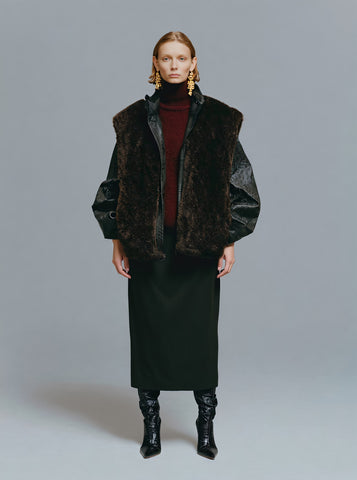 Fur One Winter Clothes Casual Style Women's Leather Jacket Fur Collar Biker Coat Warmth And Fashion Combined