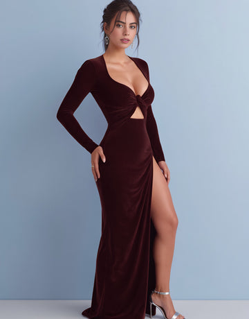 Autumn Tight Fit Wrap Dress Mid-Length Straight Sleeve Square Collar Party Style Women's Dress Skirt Type Bodycon Gown