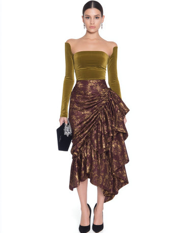 Fashionable Mid-Length Straight-Sleeve Dress Summer Autumn Asymmetric Skirt Design Close-Fitting Women's Clothing