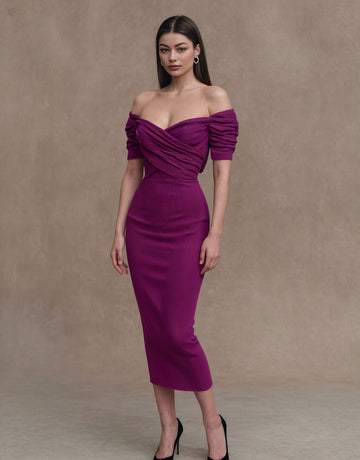 Autumn Tight Fit Wrap Dress Casual Style Shoulder Exposure One-Shoulder Neckline Mid-Length Skirt For Women