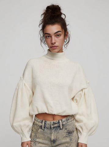 Loose Long Sleeve High Neck Sweater Spring Dress Autumn Casual Style Comfortable Fit Straight Tube Sleeve Regular Length