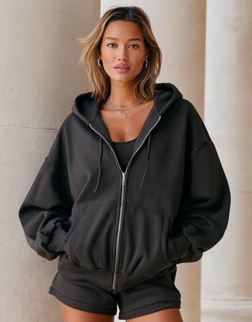 Autumn Jackets 2025 Women's Minimalism Zipper Plain Long Sleeve Hooded Loose Fit Casual Jackets