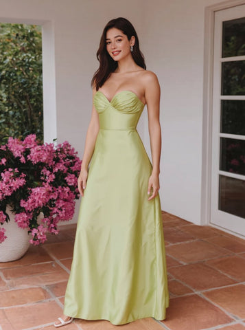 2025 Summer Elegant Women'S Dresses Solid Color Sleeveless Strapless Evening Formal A-Line Midi Dresses