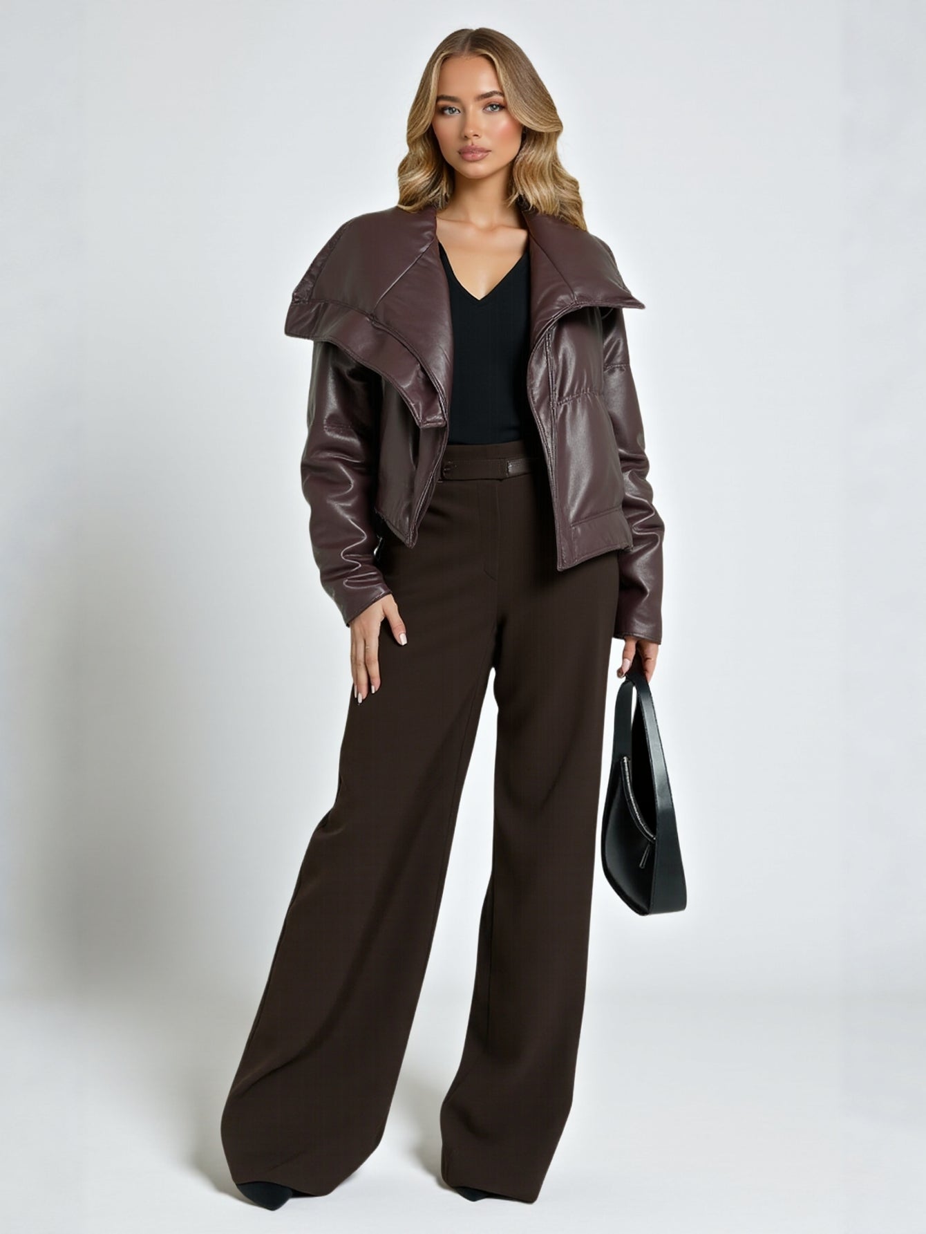 Women's Winter Fashion Large Lapel  Short Thickened Warm Bread Style for Autumn And Winter Solid Color