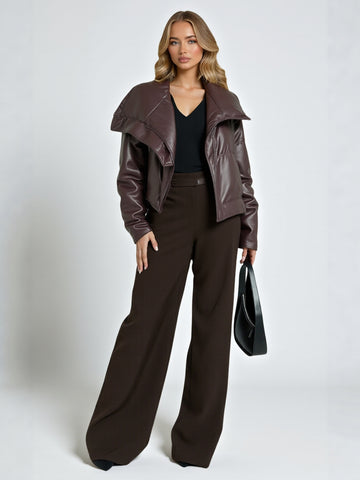 Women's Winter Fashion Large Lapel  Short Thickened Warm Bread Style for Autumn And Winter Solid Color