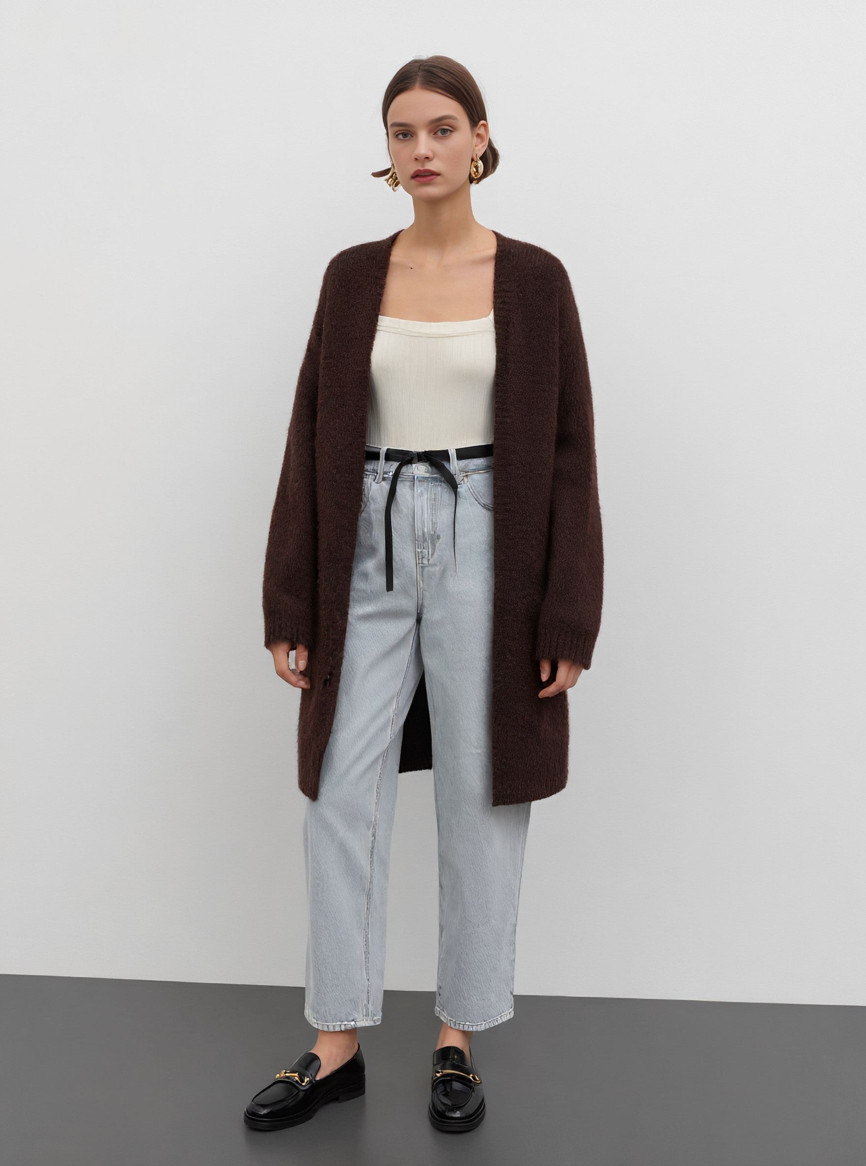 Winter Jeans Casual Straight Leg Full Length Mid Waist Fit Trousers For Women Comfortable Loose Style Clothing