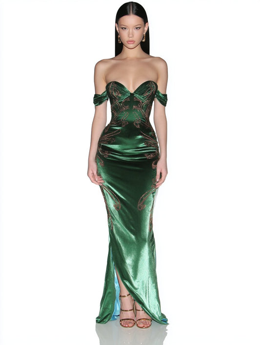 Autumn Winter Casual Dress Mid-Length A-Line Skirt Sweetheart Neck Off Shoulder Fit Type Women's Fashion Clothing