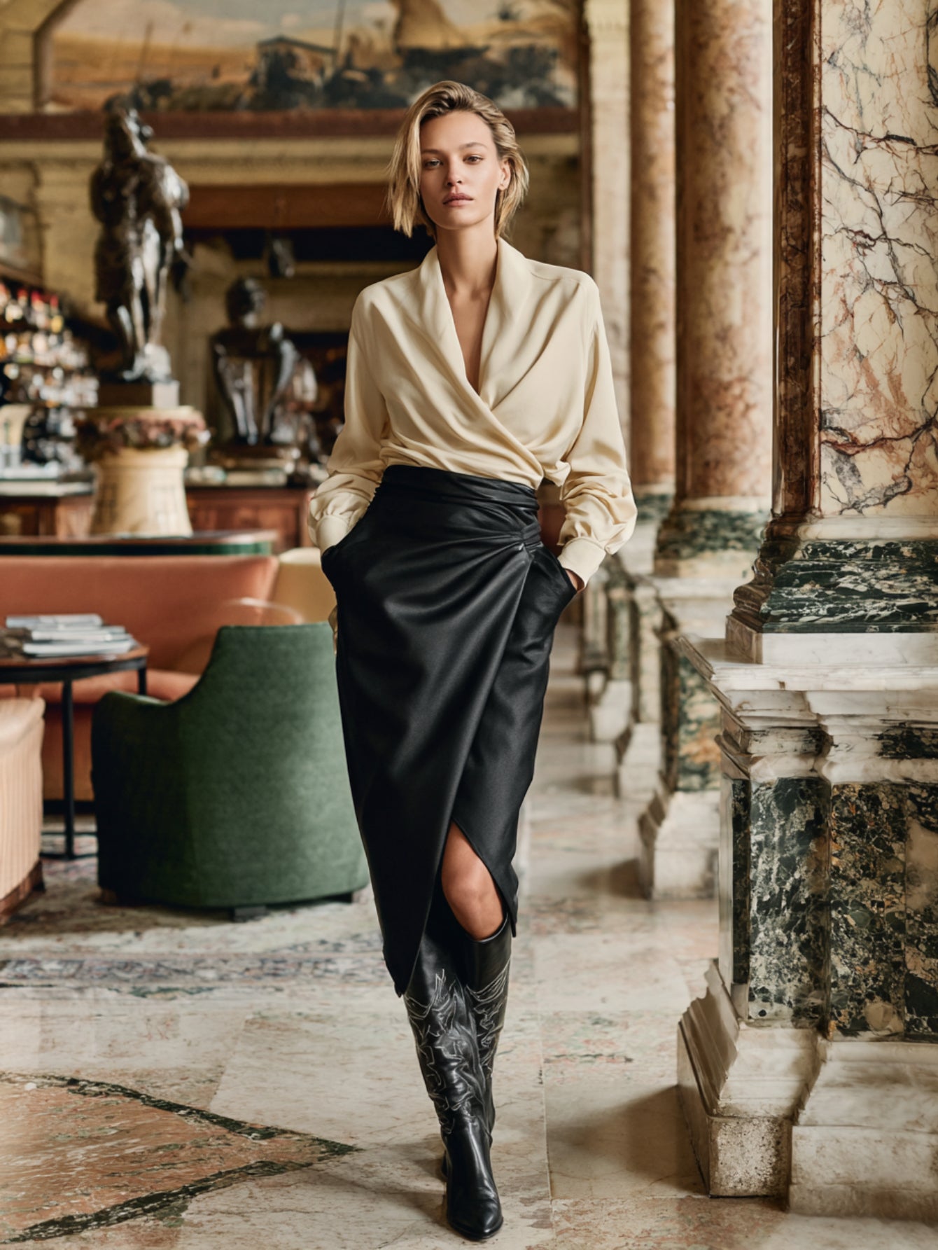 Autumn Shirts 2025 Women's Daily Plain Long Lantern Sleeve V-Neck Draped Office Lady Shirts