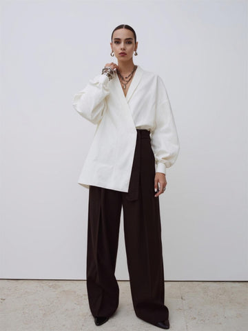 Women's Autumn Winter 2025 Shirts Daily Fashion Plain Long Sleeve V-Neck Regular Fit Shirts