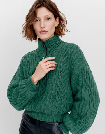 Loose Fit Long Sleeve Sweater Winter Casual Wear Stand Collar Straight Tube Cuff Fashionable Top Women's Clothing