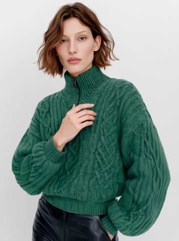 Loose Fit Long Sleeve Sweater Winter Casual Wear Stand Collar Straight Tube Cuff Fashionable Top Women's Clothing