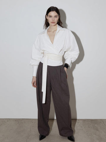 Women's Autumn Winter 2025 Shirts Daily Fashion Plain Long Sleeve V-Neck Regular Fit Office Lady Shirts