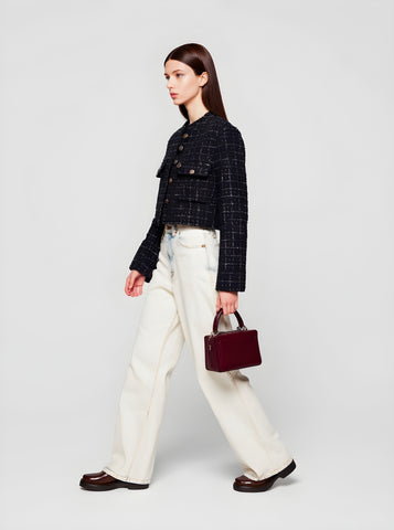 Women's Lightweight Jackets Autumn Winter 2025 Elegant Chic Checked Long Sleeve Round Neck Casual Lightweight Jackets