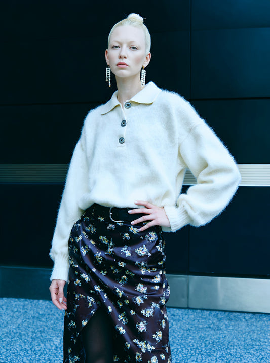 Autumn Sweater Casual Fit Long Sleeve Turn-down Collar Straight Sleeve Regular Length Women's Knitwear Fashion Style