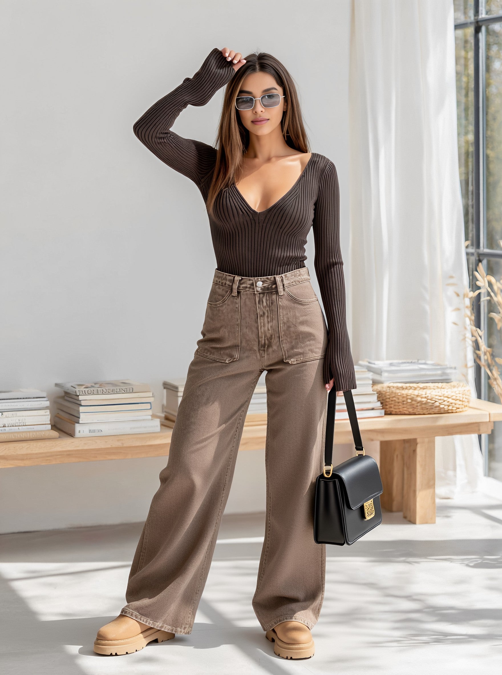 Casual Straight Leg Jeans Full Length Mid Waist Fit Comfortable Casual Style Women's Denim Trousers Autumn Fashion