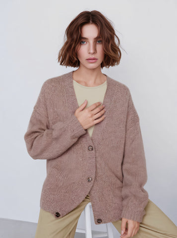 Loose Long Sleeve V-Neck Cardigan Casual Style Regular Length Women's Open-Shirt Fashion Autumn Wear
