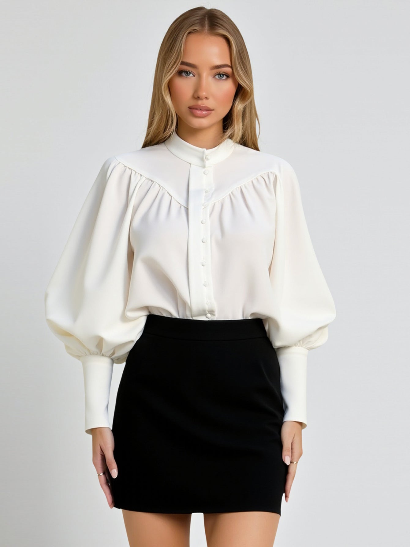European and American autumn and winter new French colored sexy off-shoulder shirt with collar fashion cross-border wholesale top for women