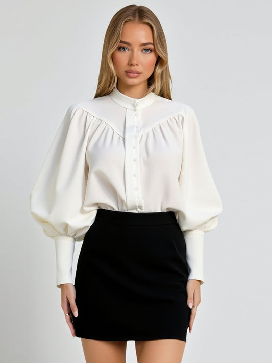 European and American autumn and winter new French colored sexy off-shoulder shirt with collar fashion cross-border wholesale top for women