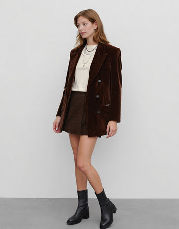 Casual Winter Clothes Suit Skirt Set With Western Collar Style For Women Fashionable Outerwear Combo