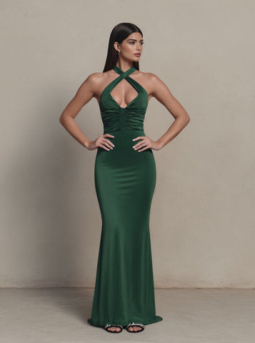 Autumn Floor-Length Casual Sleeveless Hanging Collar Tight-Fit Dress Fish-Tail Skirt Style Women's Fashion Dress