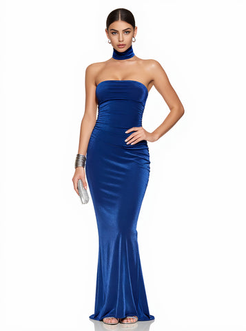Autumn Winter Tight Fit Midi Dress Casual Off Shoulder Sleeveless Mid Long Skirt Style Women's Clothing Evening Dresses