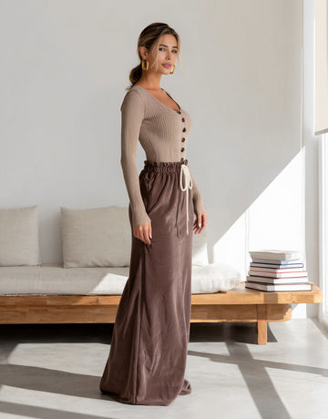 Loose Fit Midi A-Line Skirt Casual Style Regular Waistline Women's Fashion Autumn Season Clothing Item