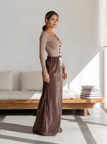 Loose Fit Midi A-Line Skirt Casual Style Regular Waistline Women's Fashion Autumn Season Clothing Item