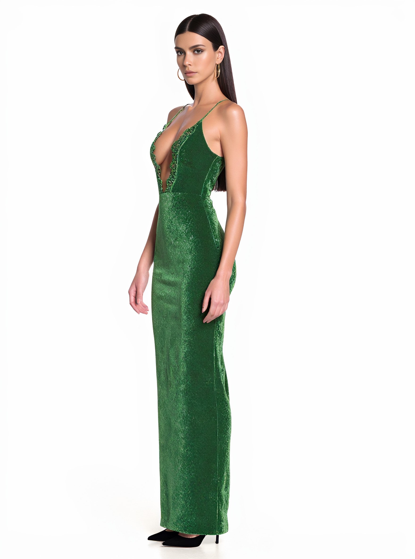 Autumn Winter Tight Fit Wrap Long Dress V Neck Party Style Sleeveless Women's Fashion Clothing Skirt Type Evening Gown