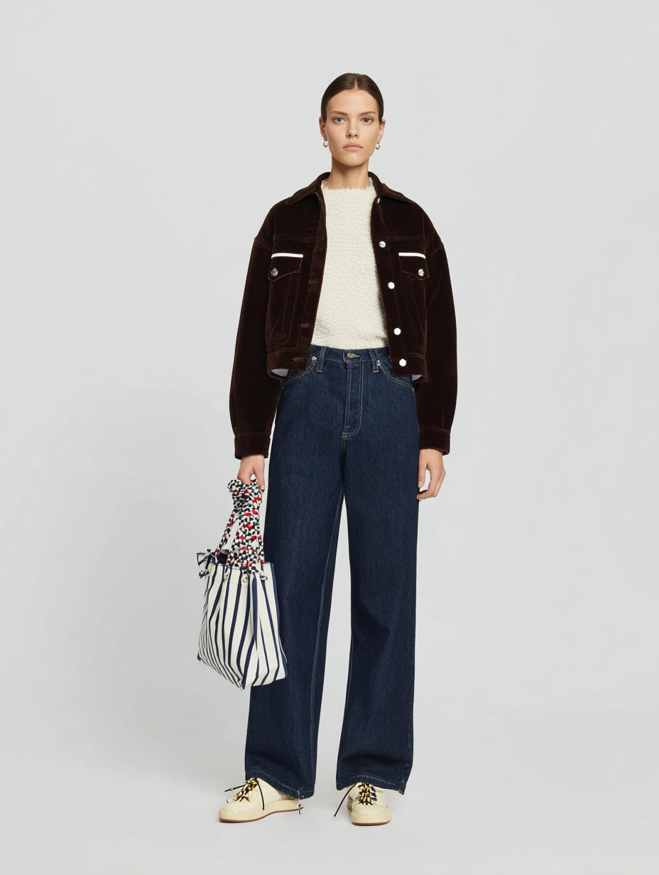 Women's Jackets Autumn 2025 Exquisite Lace-Detailed Striped Long Sleeve POLO Collar Casual Lightweight Jackets