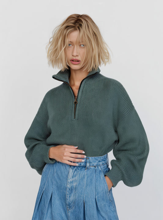 Loose Fit Long Sleeve Sweater Winter Clothes Casual Style Turn-down Collar Straight Sleeve Regular Length Women's Top