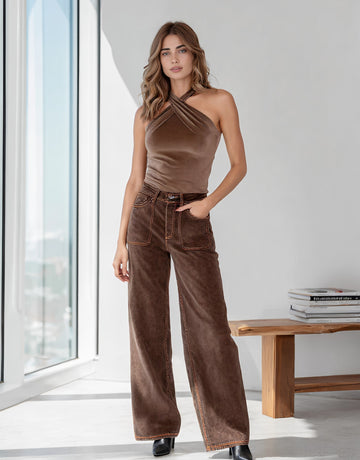 Casual Neck Hanging Sling Top Women's Fashion Autumn Clothing Regular Length Upperwear Style Elegant Trendy