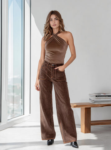 Casual Neck Hanging Sling Top Women's Fashion Autumn Clothing Regular Length Upperwear Style Elegant Trendy