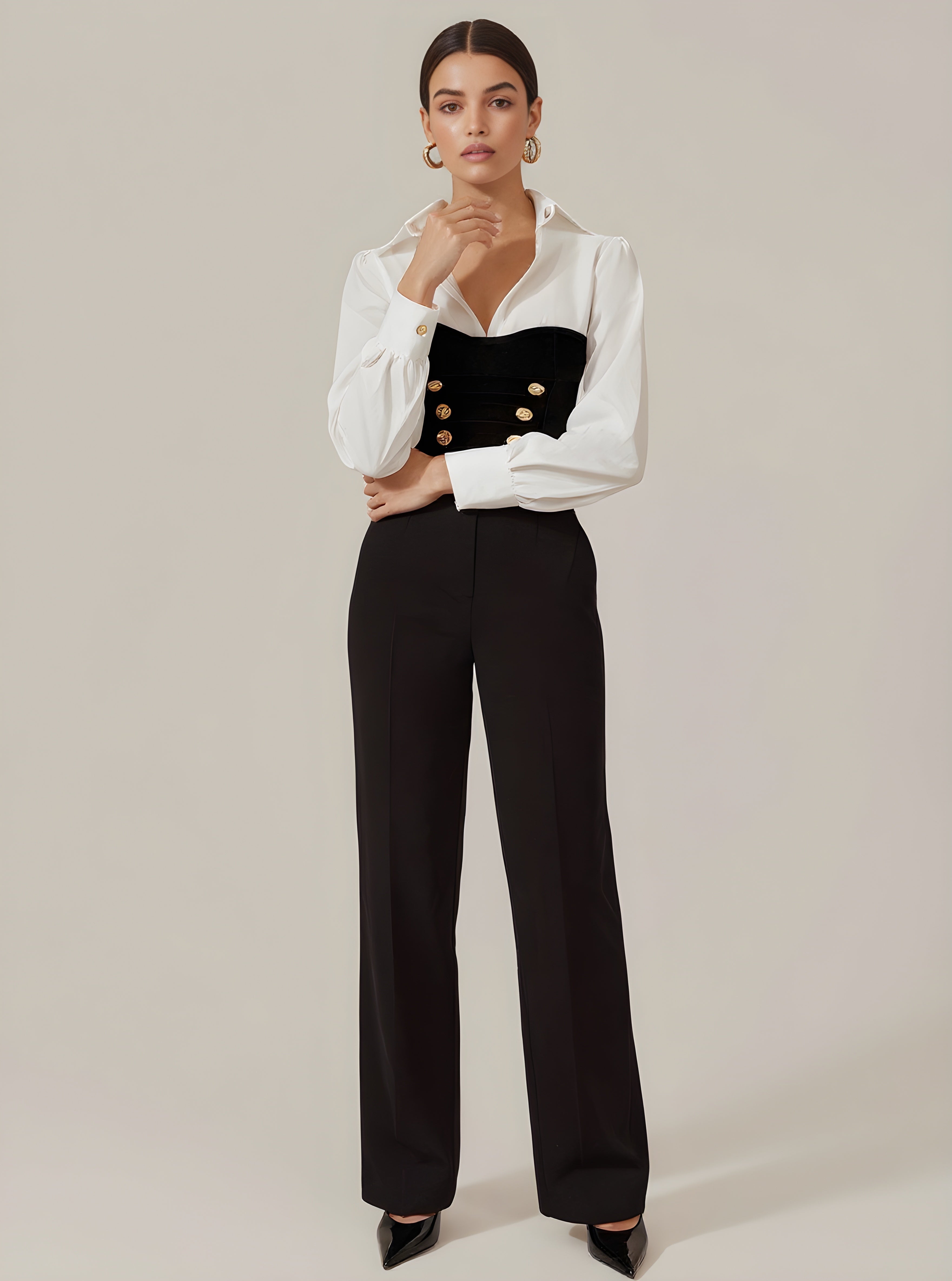 Autumn Blouses 2025 Women's Decent Patchwork Long Sleeve Shirt Collar Skinny Fit Daily Basic Blouses