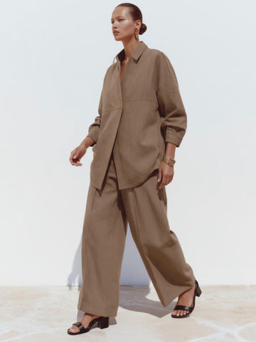 2025 Women's Autumn Winter Shirts Daily Fashion Solid Color Long Sleeve Lapel Regular Fit Casual Basic Shirts