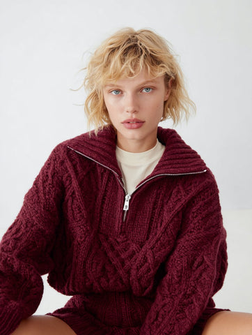 Loose Fit Long Sleeve Sweater Casual Style Turn-down Collar Straight Tube Sleeve Winter Clothes Women's Top Fashion Trend