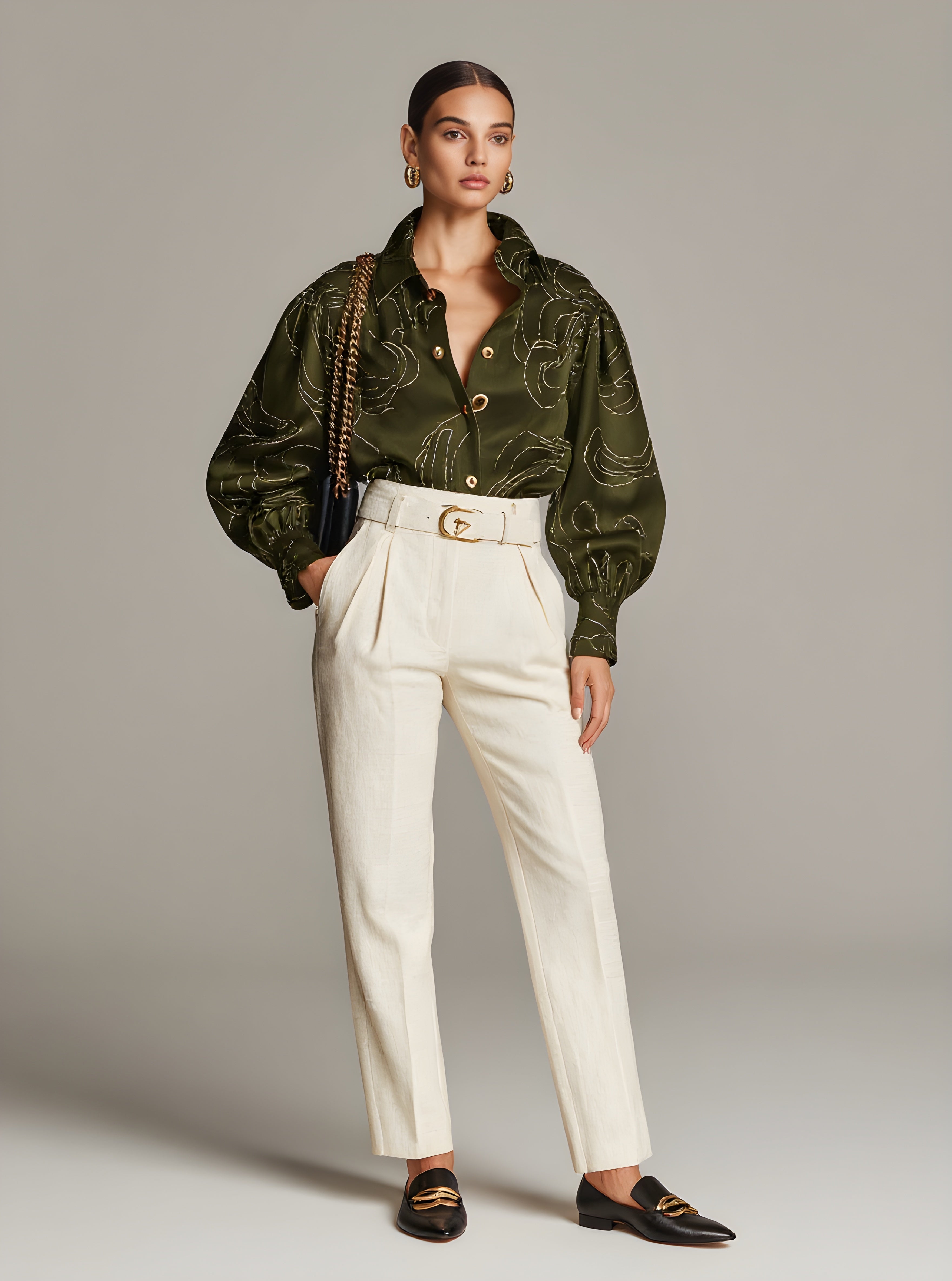 Autumn Pants 2025 Women's Fashion Plain High Waist Folds Ankle Straight Daily Basic Cuffed Pants