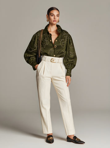 Autumn Pants 2025 Women's Fashion Plain High Waist Folds Ankle Straight Daily Basic Cuffed Pants