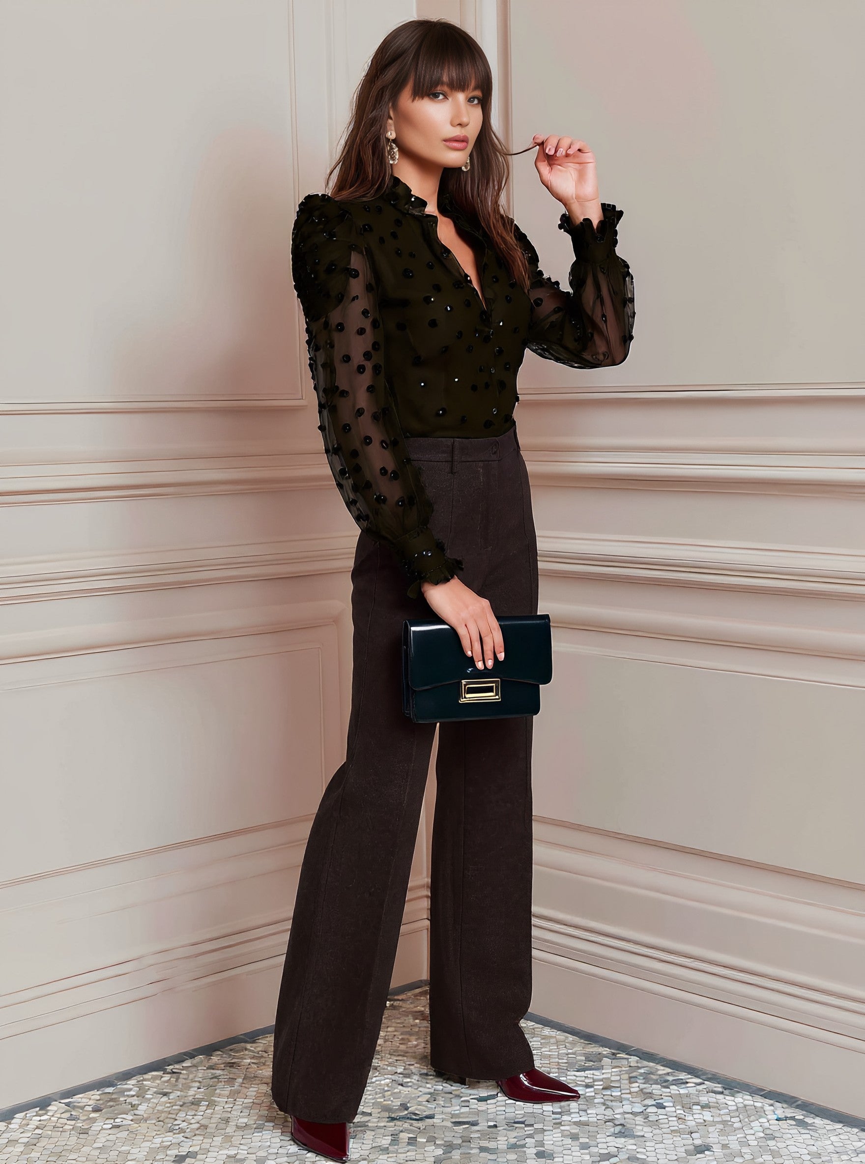 Little Shirt Autumn V-neck Casual Fit Top Regular Length Women's Fashion Comfortable Breathable Clothing